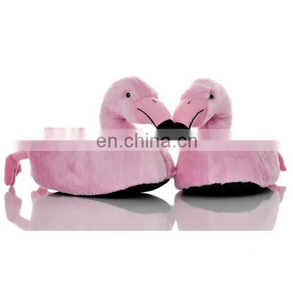 Winter Home Indoor Custom Pretty Pink Woman Stuffed Soft Plush Flamingo Slippers Shoes