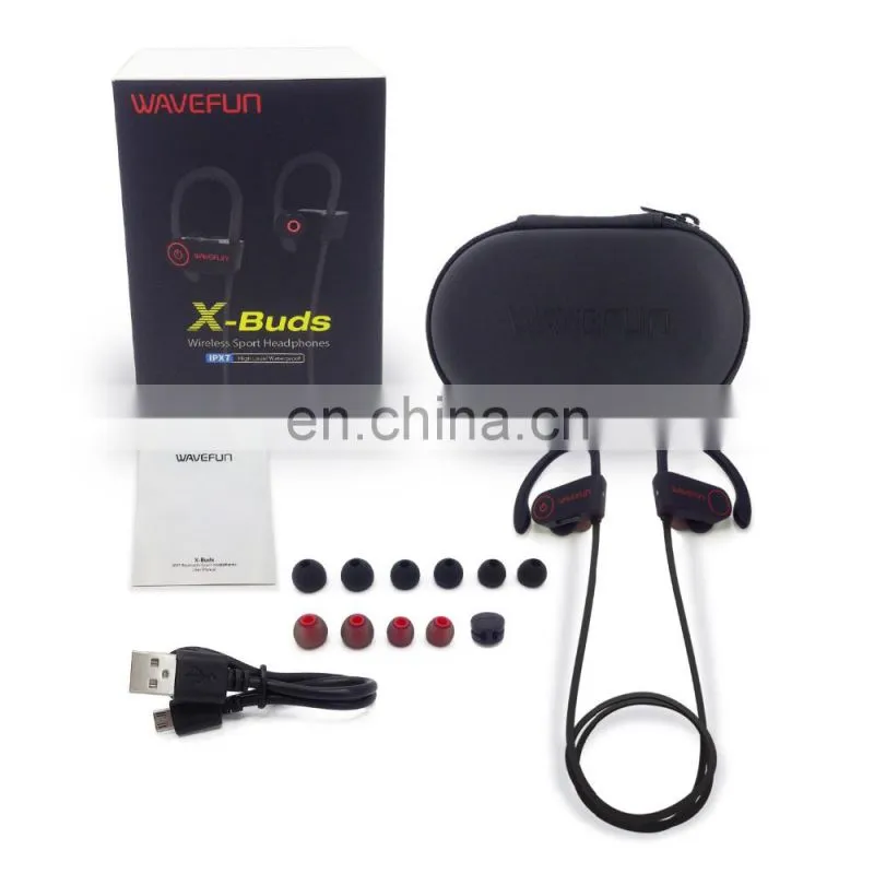 Wavefun X-Buds bluetooth headphones IPX7 waterproof wireless earbuds with bass sport CSR earphone with mic headset