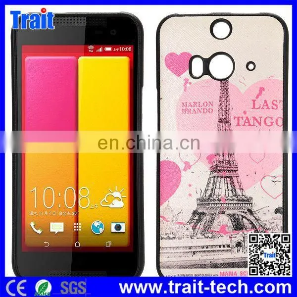 Leather Coated Ultraslim Flexible With Cross Pattern Soft TPU Case for HTC Butterfly 2,cell phone case wholesale
