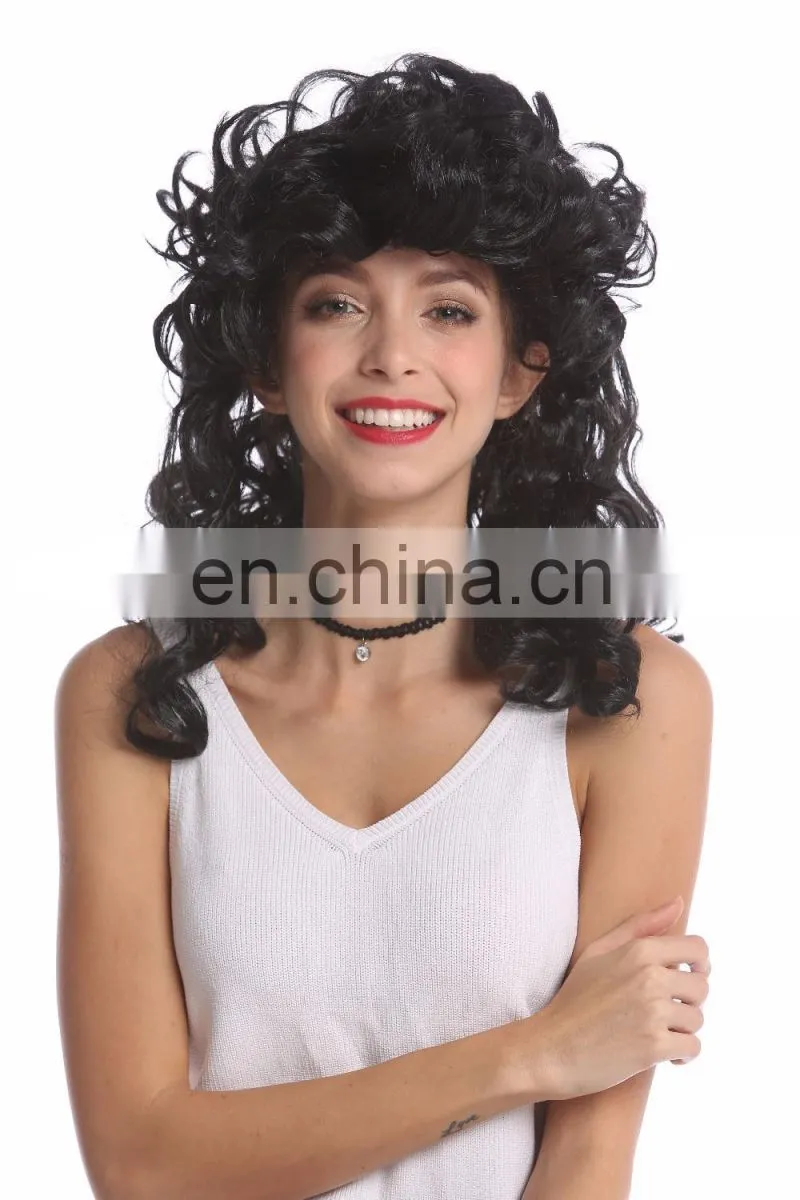 Crazy Party black long wigs P-W204