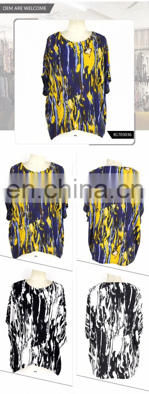 O-Neck Asymmetric Hem Fashion Plus Size Ladies Blouses Tops
