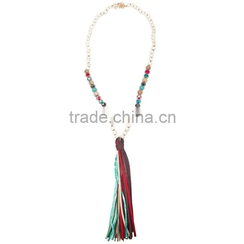 Handmade wooden beads tassel necklace custom wood bead necklaces