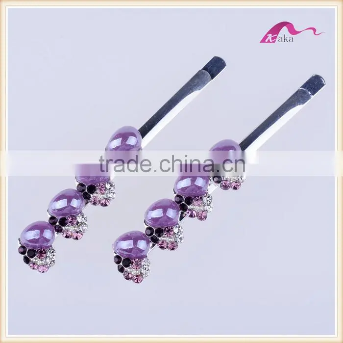 Yiwu Factory Price Multi Colors Hair Grips Top Quality Metal Crystal Rhinestone Decoration Ceramic Beads Hair Clips