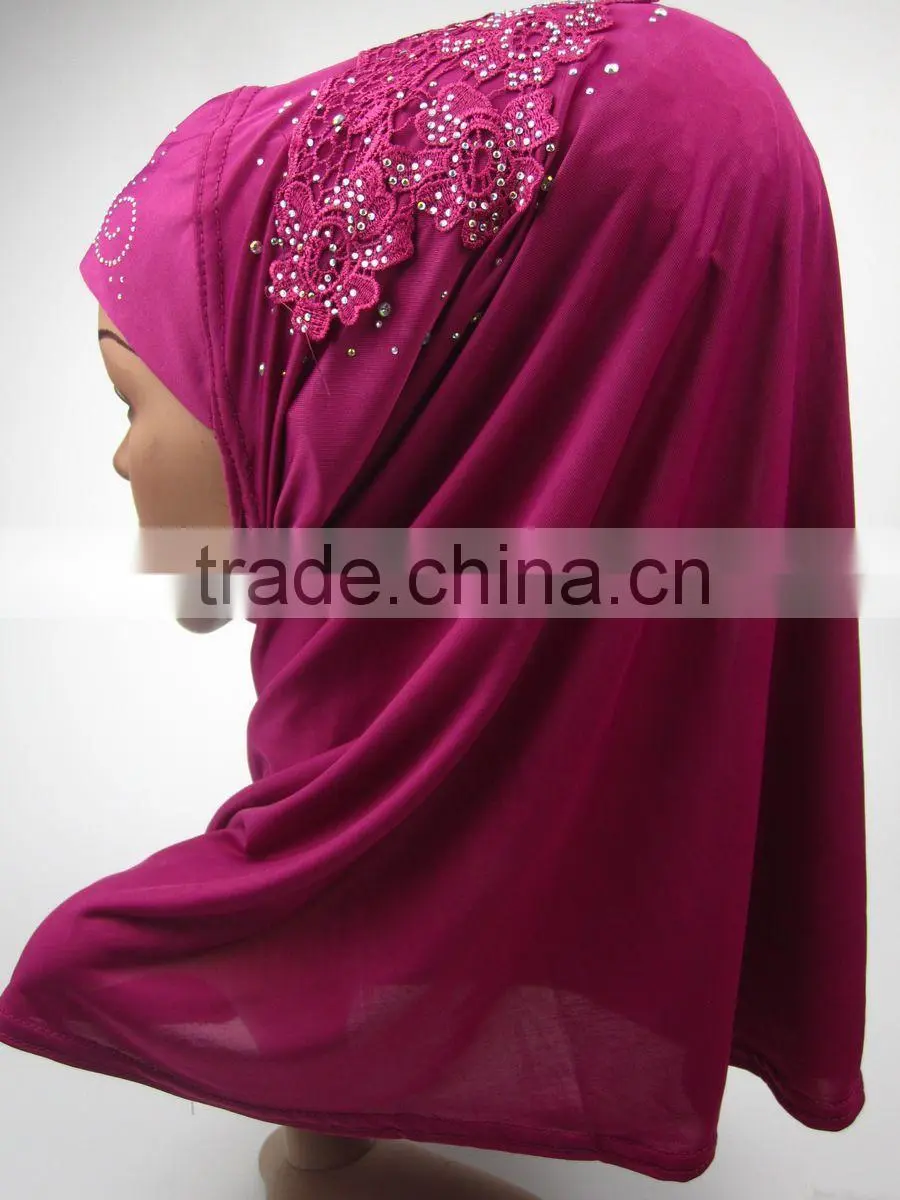 Latest design spring Applique MUSLIM HIJAB with 12colors islamic flower headscarf shawl