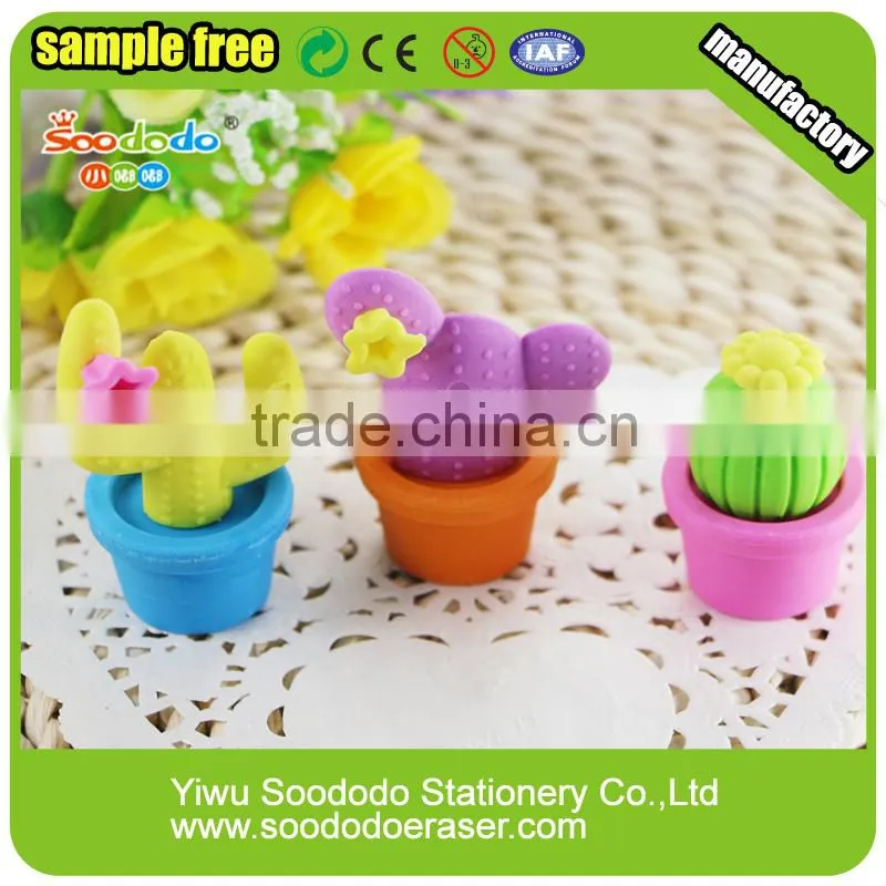 3D puzzle rubber cactus shaped erasers for school