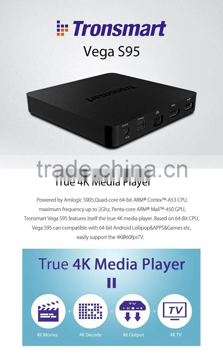 Original Tronsmart Vega S95 Telos S905 1+8G Quad Core Bluetooth 4.0 TV BOX