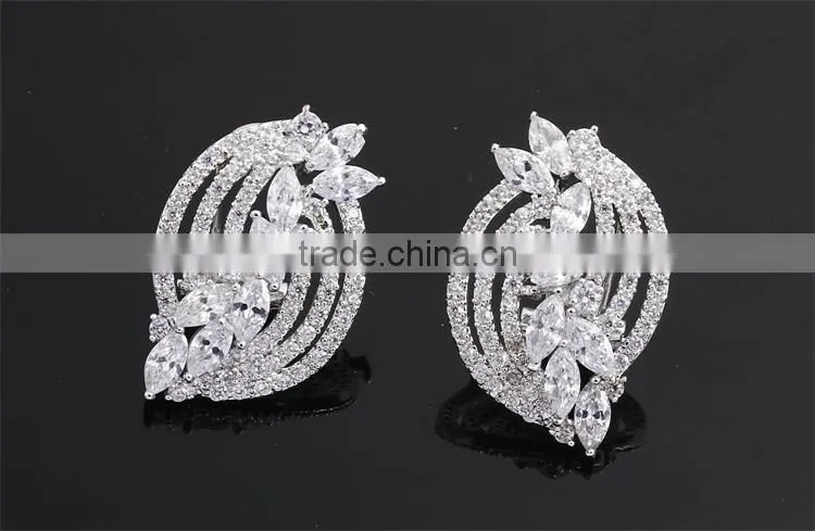 New Model China Wholesale Rhodium Plated Cubic Zirconia Bridal Indian Jewelry Set