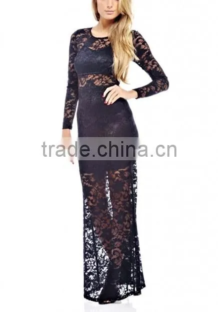 2014 High quality Full lace Maxi Drss
