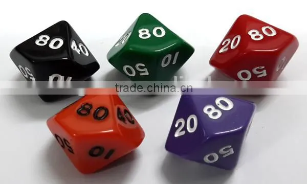 High quality polyhedral dice with mixing colour effect