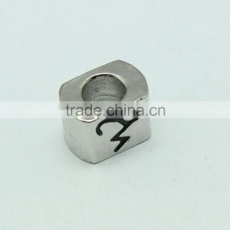 Wholesale Zinc Alloy Archaized Pdora Square Shape Anti-silver Slide Beads