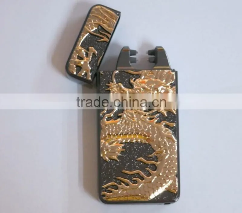 Usb Charging Windproof dimensional relief Lighters Double Arc Pulse Arc Electronic Cigarette Lighter for male and female present