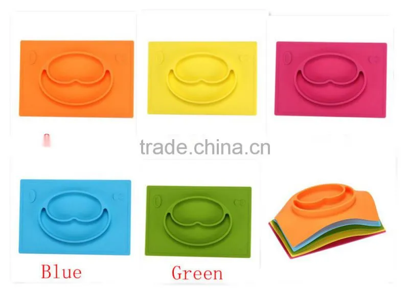 BPA free 2016 good quality one-piece silicone rubber placemat plate