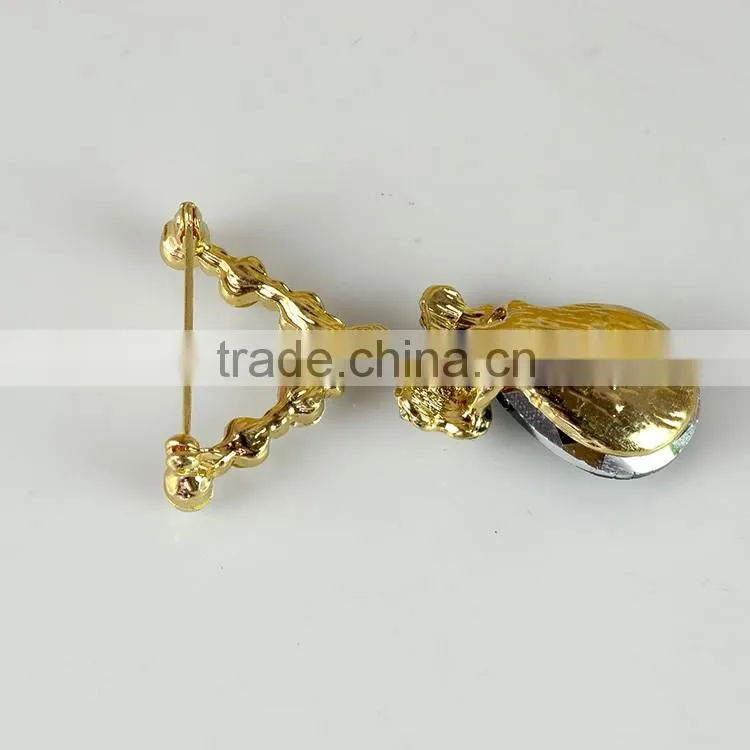 Wholesale Emerald Pedra Brooch Pin with Crystal, Silver Toned Crystal Brooches, Rhinestone Crystal Brooch Pin for wedding dress