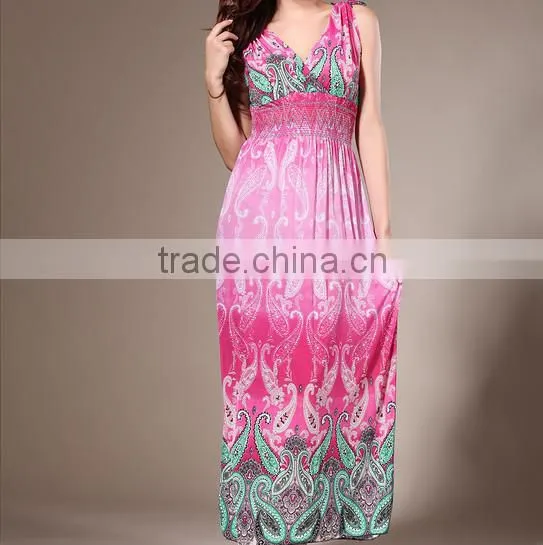 Customize pink hot long dress
