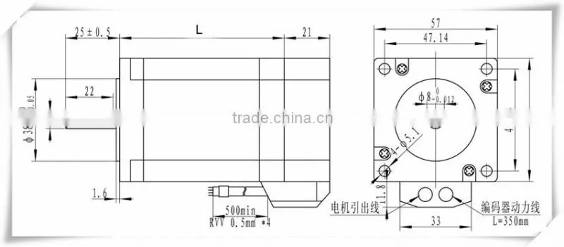 Nema 23 2 phase stepper motor encoder