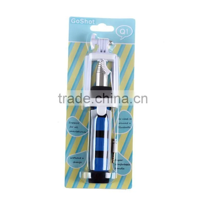 2015 Hot sales selfie stick with cable and non bluetooth