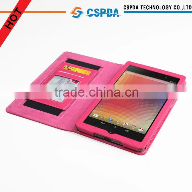 Full protective book style pu leather case for Google The New Nexus 7 2 FHD