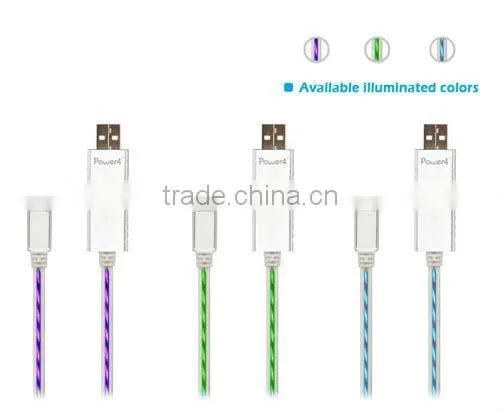 Visible Flowing Current Power Micro USB Cable for Samsung Galaxy S3 i9300