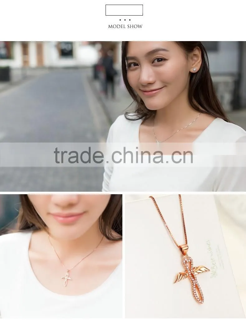 Rose gold plated 925 silver cross necklace
