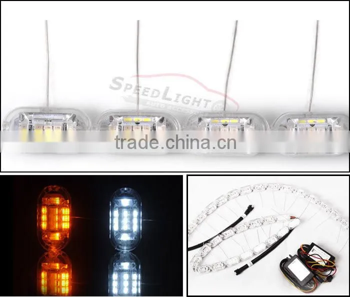SpeedLight 2015 New Products 12V 24V 16W Crystal Flexible LED Daytime Running Lights With Turn Signal Function