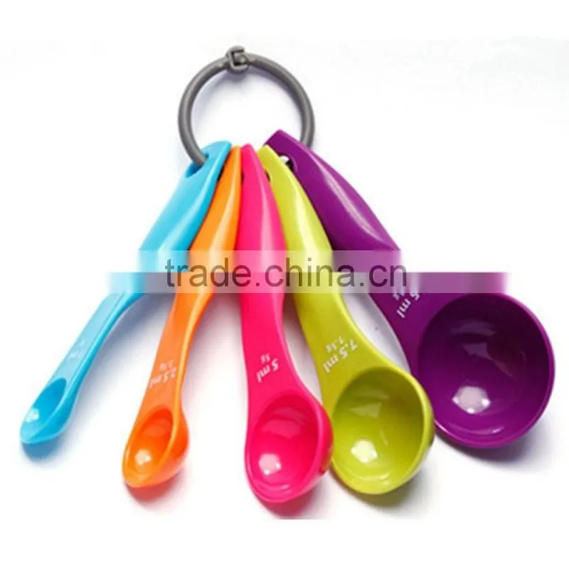 5 Piece with Carved Measure Color Spoon Plastic Kitchen Baking Tools