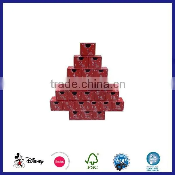 New arrival 2016 red color christmas calendar for candy