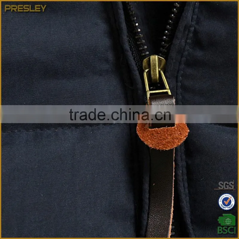 Prelsy oem custom winter man heated jacket with leather zipper puller