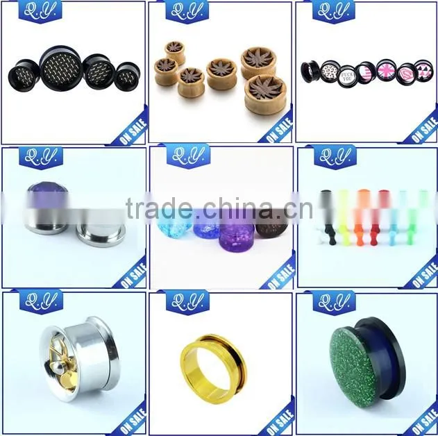 2016 New Design Hot Product Purple Crystal Flesh Tunnel Piercing Jewelry