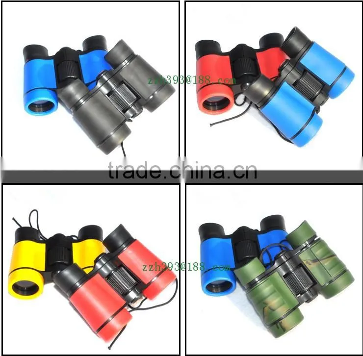 Made in China color toy binoculars , children binoculars ,kids plastic gift binoculars Environmental rubber toy telescope 4X30