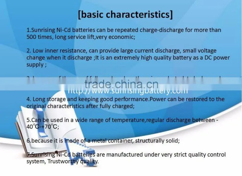 NiCd Rechargeable battery sc 1300 ni cd battery pack /sc 24v 1300 nicd battery pack