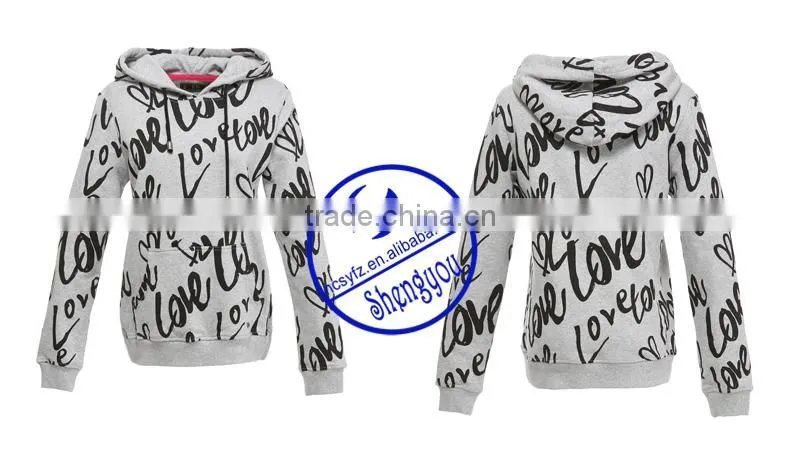 High quality custom women full printed hoodies