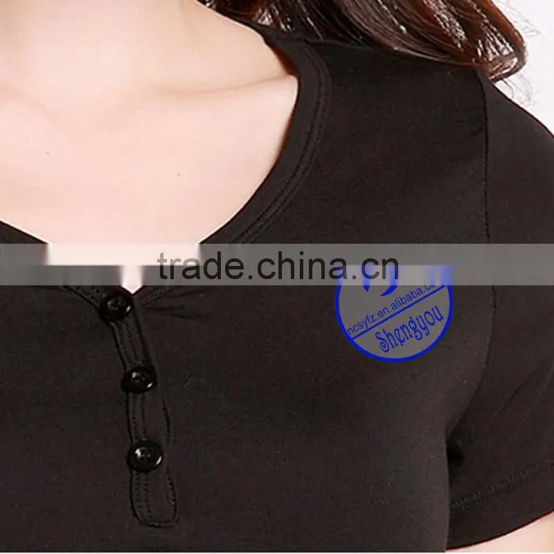 custom 100 viscose v-neck t shirt women wholesale