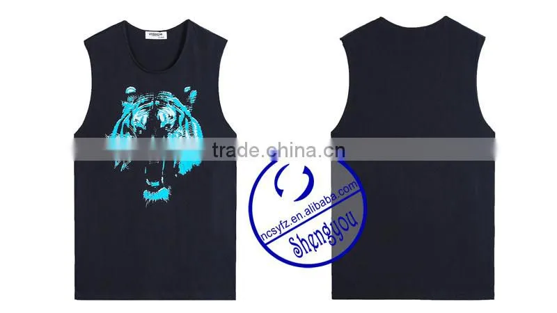 Custom made 100% polyester mens printed stringer tank top