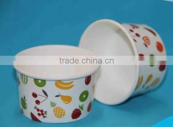 Custom Printed NEW TECHNOLOGY MATTE Surface+Aluminum Ice Cream Paper Cups With spoon lids