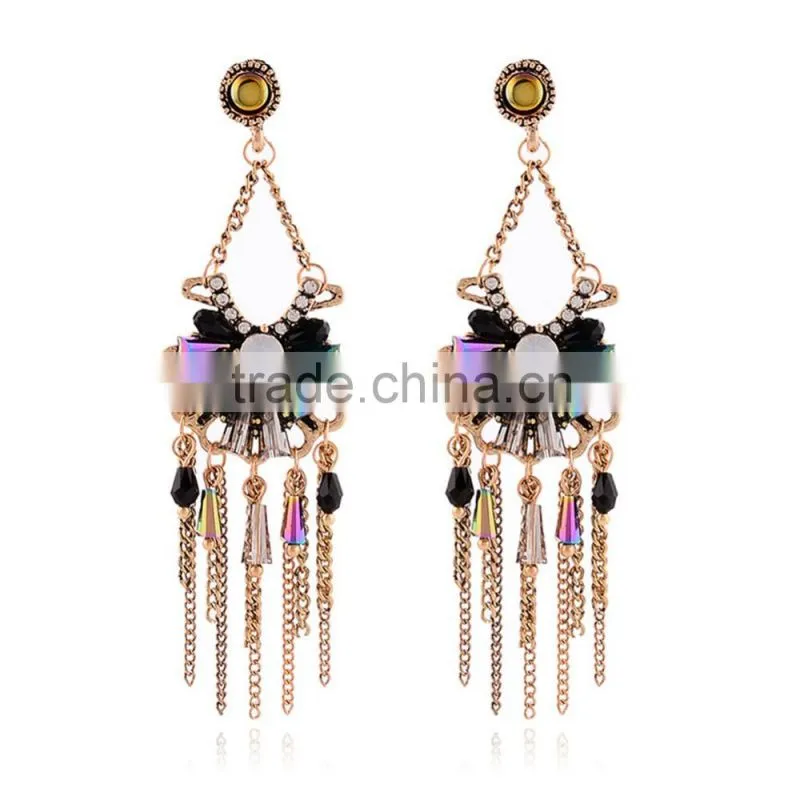2016 A-bomb Wholesale Fashionable Golden Beaded Tassel Earrings