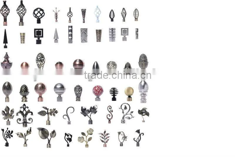 Powder coating iron curtain rod with leaf shape finial,curtain pole