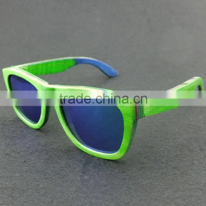 2015 New Design Green Maple ecycled skateboard wood sunglasses