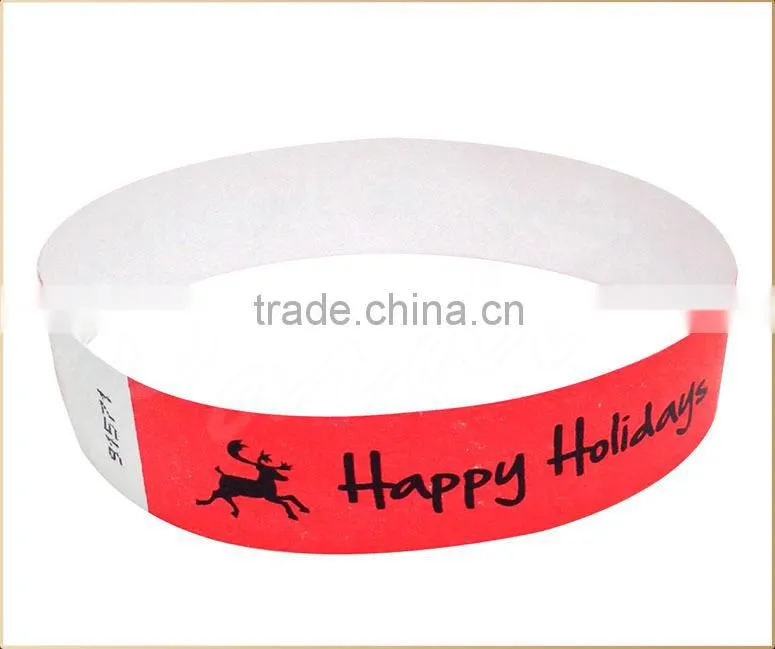 Self adhesive door entry tyvek paper wristbands bracelets