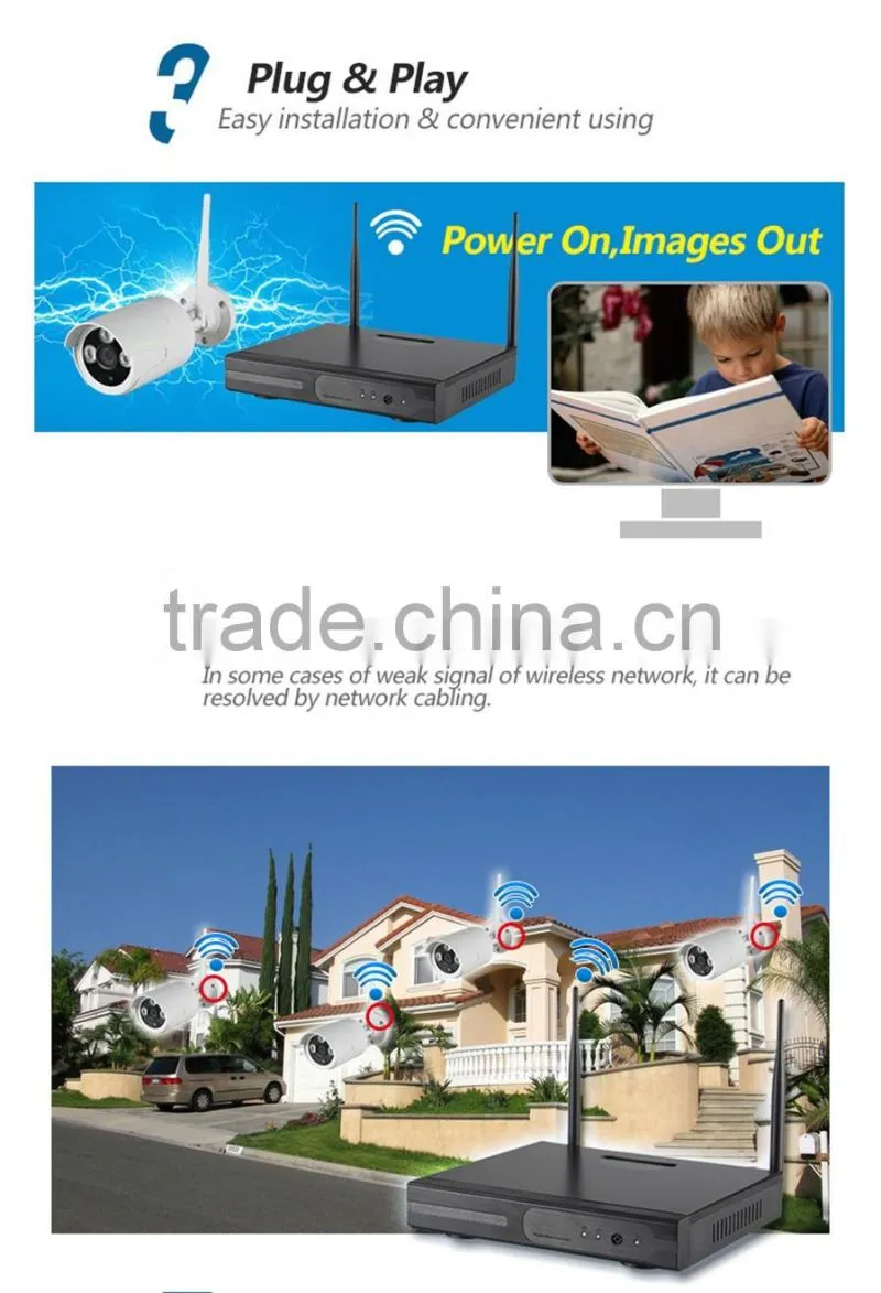 Onvif CCTV kit 4 Bullet Cameras,1mega pixels CCTV kit
