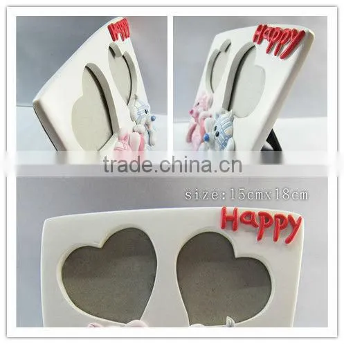 Resin double love heart shaped photo frames