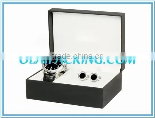 Mans Black Leather Cufflink Watch Holder 2015