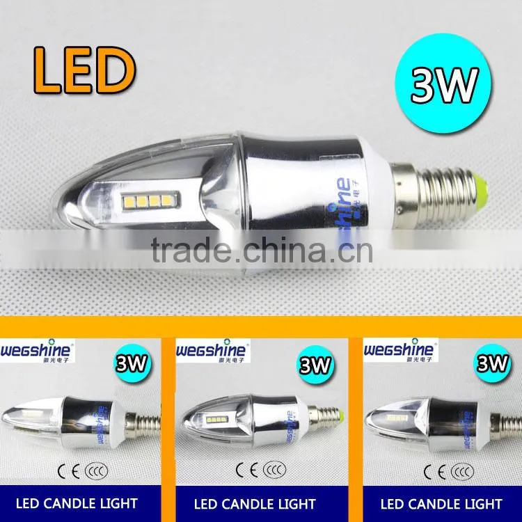 led electroplating candle lights 3W led bulb lamp light for room wholesale price