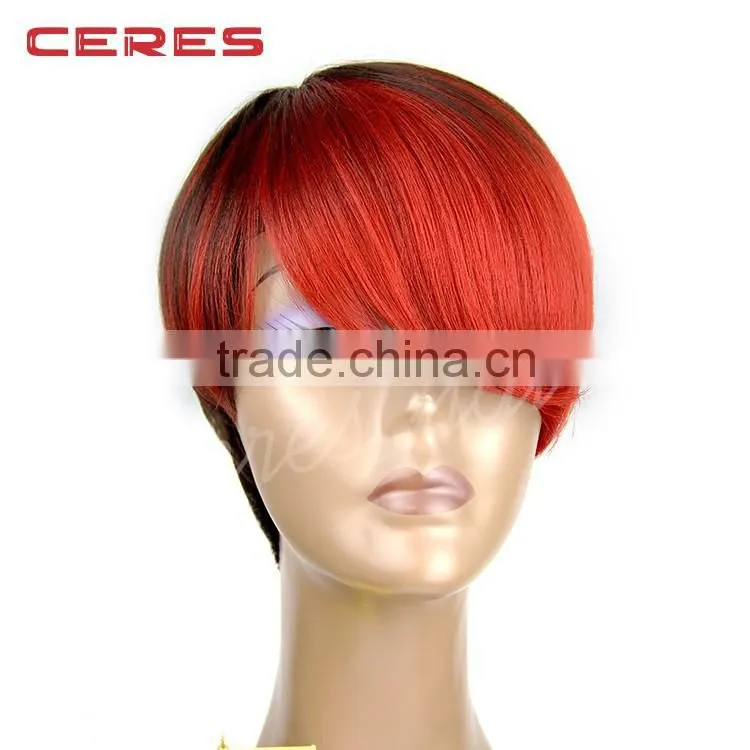 premium Japanese synthetic wig fire hair two tone red ombre wig synthetic lace front wig