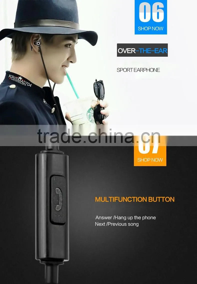 For Brazil For skype MSN earphone headset with earhook design earphone with microphone earphone headphone