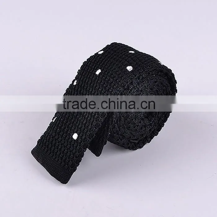 Factory wholesale Dark Blue Stripe Spot Knitted Necktie