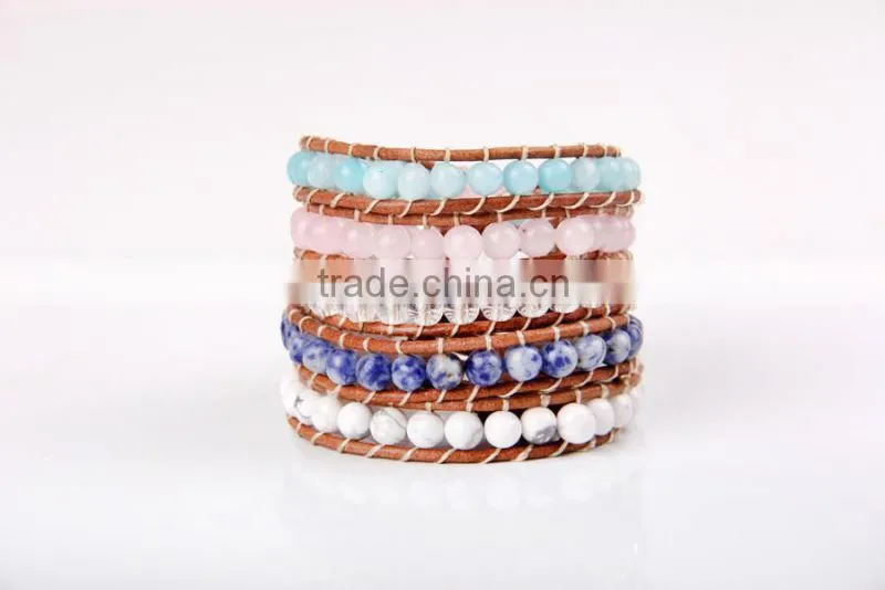 Five laps the latest popular A turquoise of agate powder natural stone bracelet women