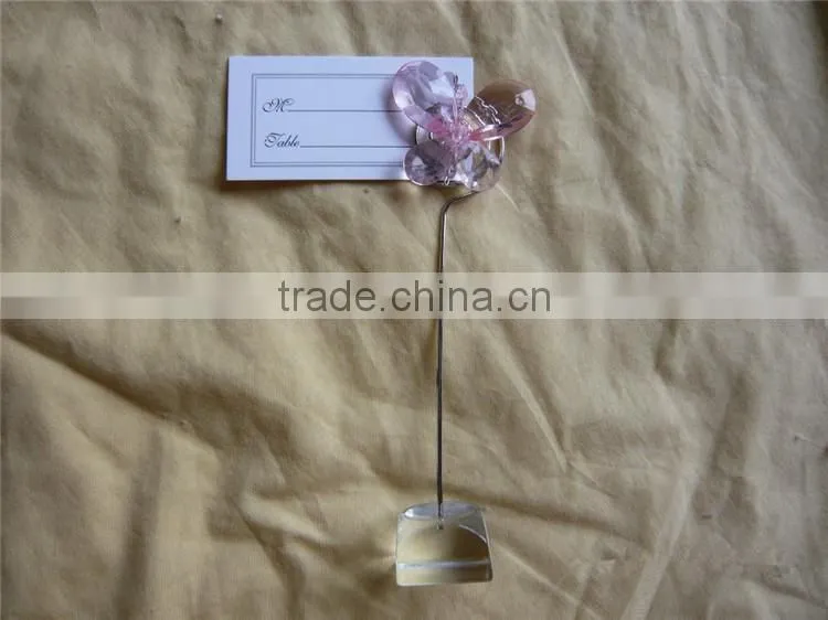 Pink (White) Crystal Butterfly Place Card Holders