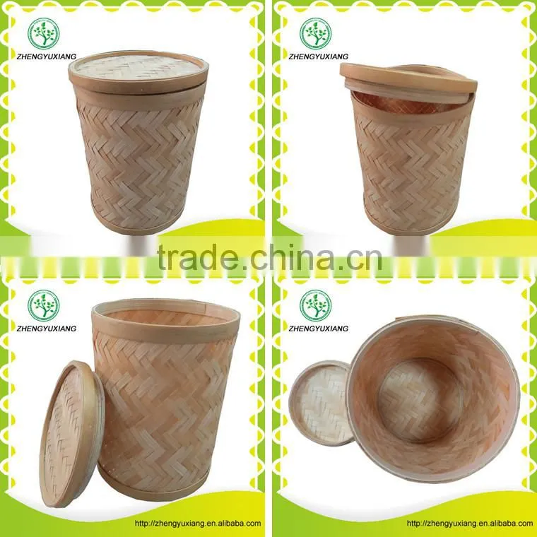 Cylinder shape bamboo tea caddy