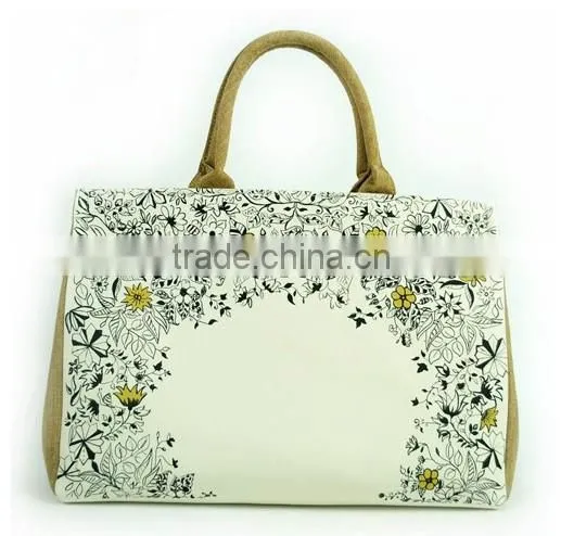 Wholesaler Heavy Duty Canvas Tote Crochet Bag with Art Printing