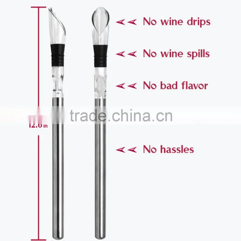 Wine Chiller Stick,Stainless Steel Chill Rod,All in One Pourer and Aerator - Best Choice For Wine Lovers' Gift